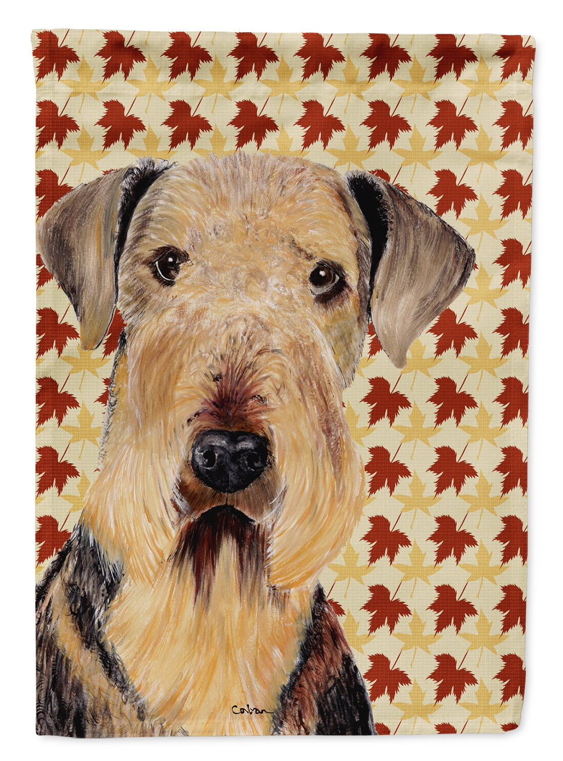 Airedale Fall Leaves Portrait Garden Flag Mailbox Decorative Yard Banner Outside Patio Artwork for Flower Beds, Garden Size, Multicolor