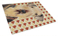 Airedale Fall Leaves Portrait Cutting Board Tempered Glass Kitchen Cutting Surface, Heat Resistant Chopping, Non-Slip Feet, Food Prep & Serving