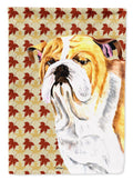 Bulldog English Fall Leaves Portrait House Flag 28x40 Porch Sleeve Pole Decorative Outside Yard Banner Artwork Wall Hanging, Polyester