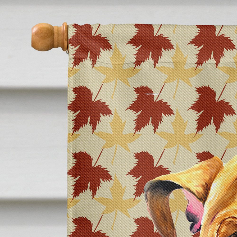 Bulldog English Fall Leaves Portrait House Flag 28x40 Porch Sleeve Pole Decorative Outside Yard Banner Artwork Wall Hanging, Polyester
