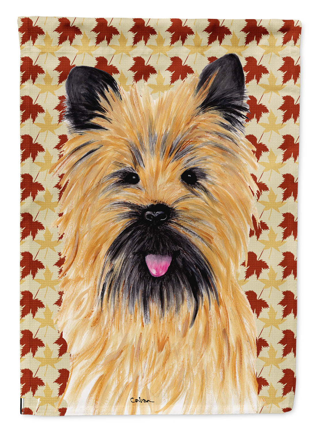 Cairn Terrier Fall Leaves Portrait House Flag 28x40 Porch Sleeve Pole Decorative Outside Yard Banner Artwork Wall Hanging, Polyester