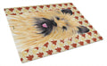 Cairn Terrier Fall Leaves Portrait Cutting Board Tempered Glass Kitchen Cutting Surface, Heat Resistant Chopping, Non-Slip Feet, Food Prep & Serving