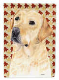 Labrador Yellow Fall Leaves Portrait House Flag 28x40 Porch Sleeve Pole Decorative Outside Yard Banner Artwork Wall Hanging, Polyester