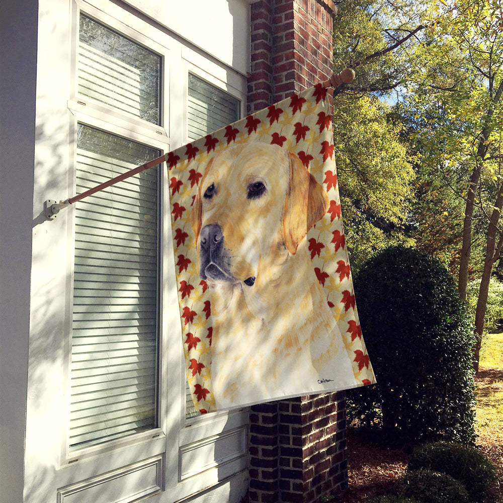 Labrador Yellow Fall Leaves Portrait House Flag 28x40 Porch Sleeve Pole Decorative Outside Yard Banner Artwork Wall Hanging, Polyester