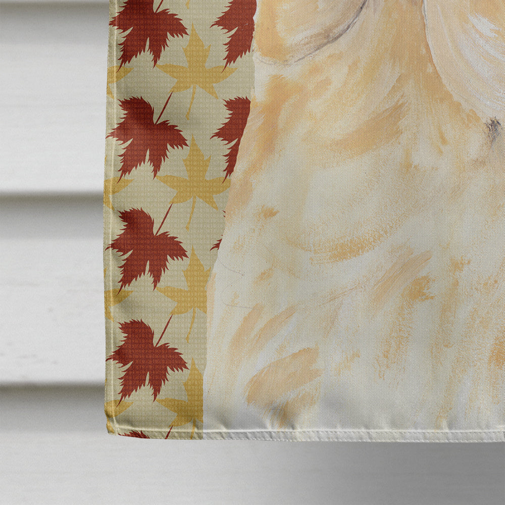Labrador Yellow Fall Leaves Portrait House Flag 28x40 Porch Sleeve Pole Decorative Outside Yard Banner Artwork Wall Hanging, Polyester