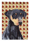Doberman Fall Leaves Portrait House Flag 28x40 Porch Sleeve Pole Decorative Outside Yard Banner Artwork Wall Hanging, Polyester
