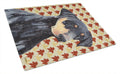 Doberman Fall Leaves Portrait Cutting Board Tempered Glass Kitchen Cutting Surface, Heat Resistant Chopping, Non-Slip Feet, Food Prep & Serving