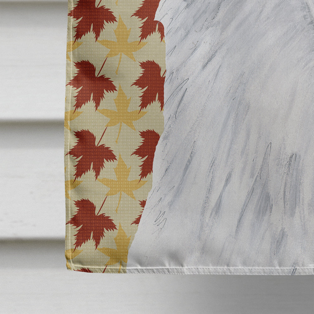 American Eskimo Fall Leaves Portrait House Flag 28x40 Porch Sleeve Pole Decorative Outside Yard Banner Artwork Wall Hanging, Polyester