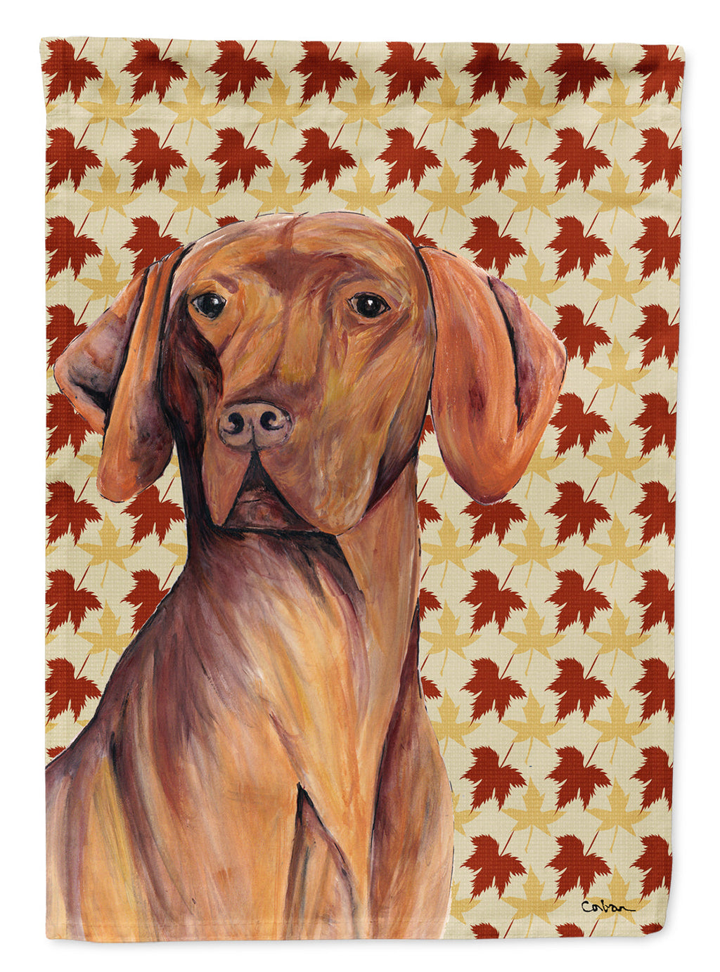 Vizsla Fall Leaves Portrait House Flag 28x40 Porch Sleeve Pole Decorative Outside Yard Banner Artwork Wall Hanging, Polyester