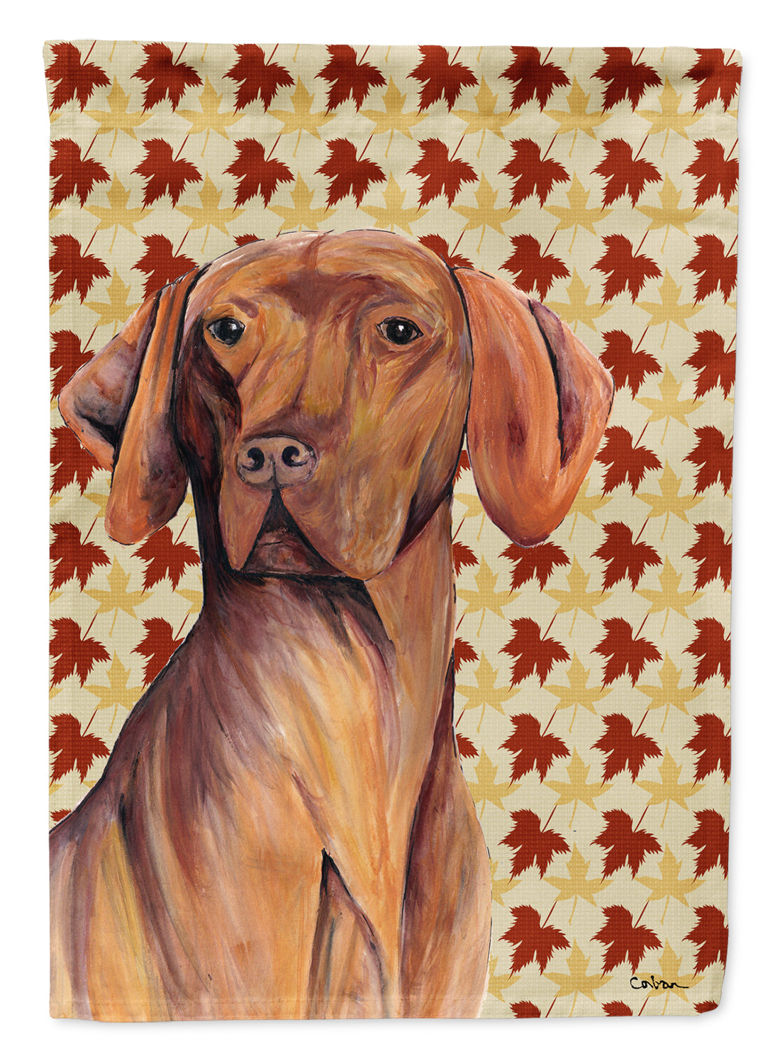 Vizsla Fall Leaves Portrait House Flag 28x40 Porch Sleeve Pole Decorative Outside Yard Banner Artwork Wall Hanging, Polyester