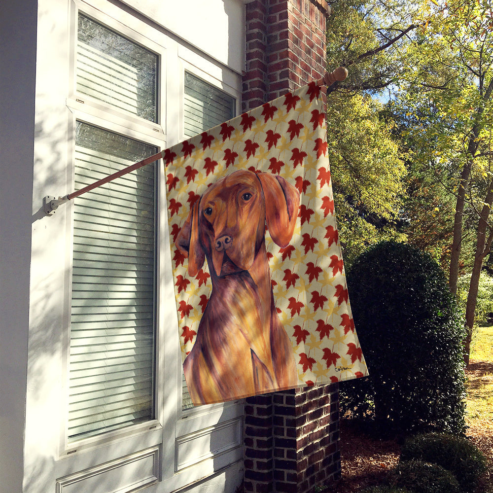 Vizsla Fall Leaves Portrait House Flag 28x40 Porch Sleeve Pole Decorative Outside Yard Banner Artwork Wall Hanging, Polyester