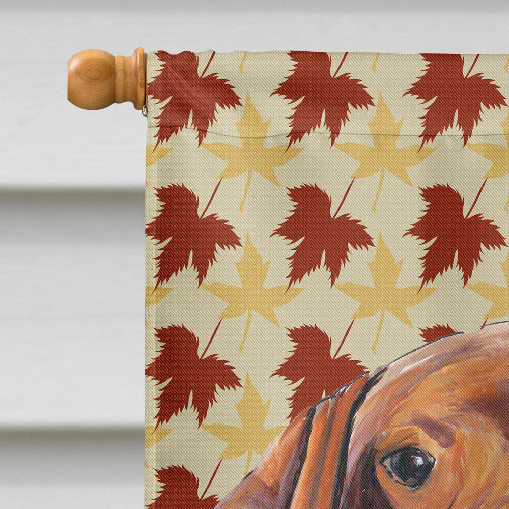 Vizsla Fall Leaves Portrait House Flag 28x40 Porch Sleeve Pole Decorative Outside Yard Banner Artwork Wall Hanging, Polyester