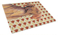 Vizsla Fall Leaves Portrait Cutting Board Tempered Glass Kitchen Cutting Surface, Heat Resistant Chopping, Non-Slip Feet, Food Prep & Serving