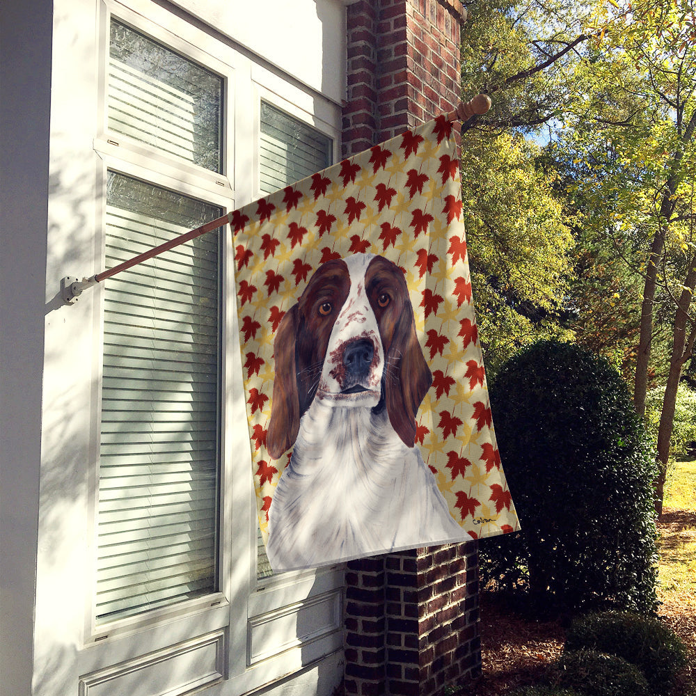 Welsh Springer Spaniel Fall Leaves Portrait House Flag 28x40 Porch Sleeve Pole Decorative Outside Yard Banner Artwork Wall Hanging, Polyester