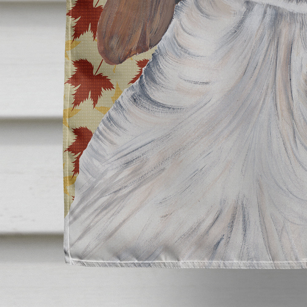 Welsh Springer Spaniel Fall Leaves Portrait House Flag 28x40 Porch Sleeve Pole Decorative Outside Yard Banner Artwork Wall Hanging, Polyester