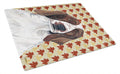 Welsh Springer Spaniel Fall Leaves Portrait Cutting Board Tempered Glass Kitchen Cutting Surface, Heat Resistant Chopping, Non-Slip Feet, Food Prep & Serving