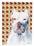 Pit Bull Fall Leaves Portrait House Flag 28x40 Porch Sleeve Pole Decorative Outside Yard Banner Artwork Wall Hanging, Polyester