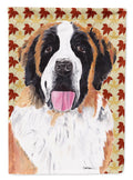 Saint Bernard Fall Leaves Portrait House Flag 28x40 Porch Sleeve Pole Decorative Outside Yard Banner Artwork Wall Hanging, Polyester
