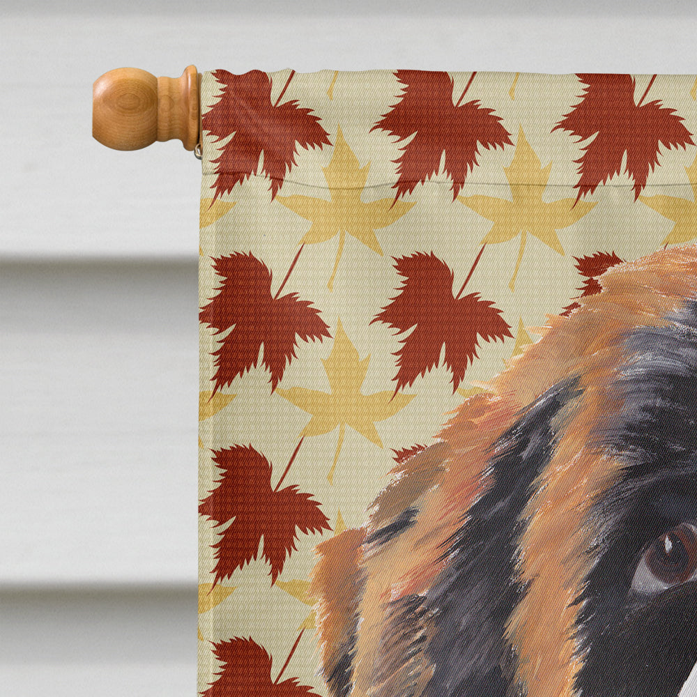 Saint Bernard Fall Leaves Portrait House Flag 28x40 Porch Sleeve Pole Decorative Outside Yard Banner Artwork Wall Hanging, Polyester