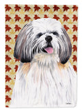 Shih Tzu Fall Leaves Portrait House Flag 28x40 Porch Sleeve Pole Decorative Outside Yard Banner Artwork Wall Hanging, Polyester