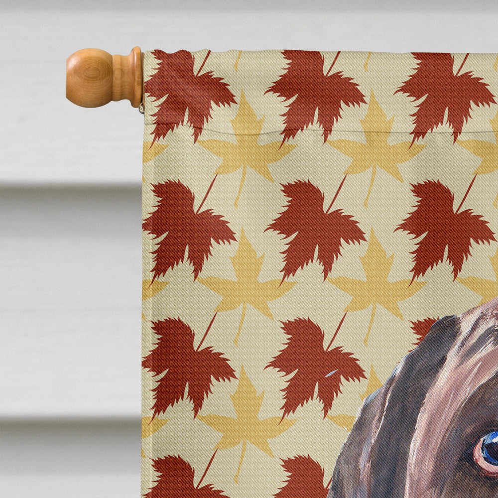 Labrador Chocolate Fall Leaves Portrait House Flag 28x40 Porch Sleeve Pole Decorative Outside Yard Banner Artwork Wall Hanging, Polyester