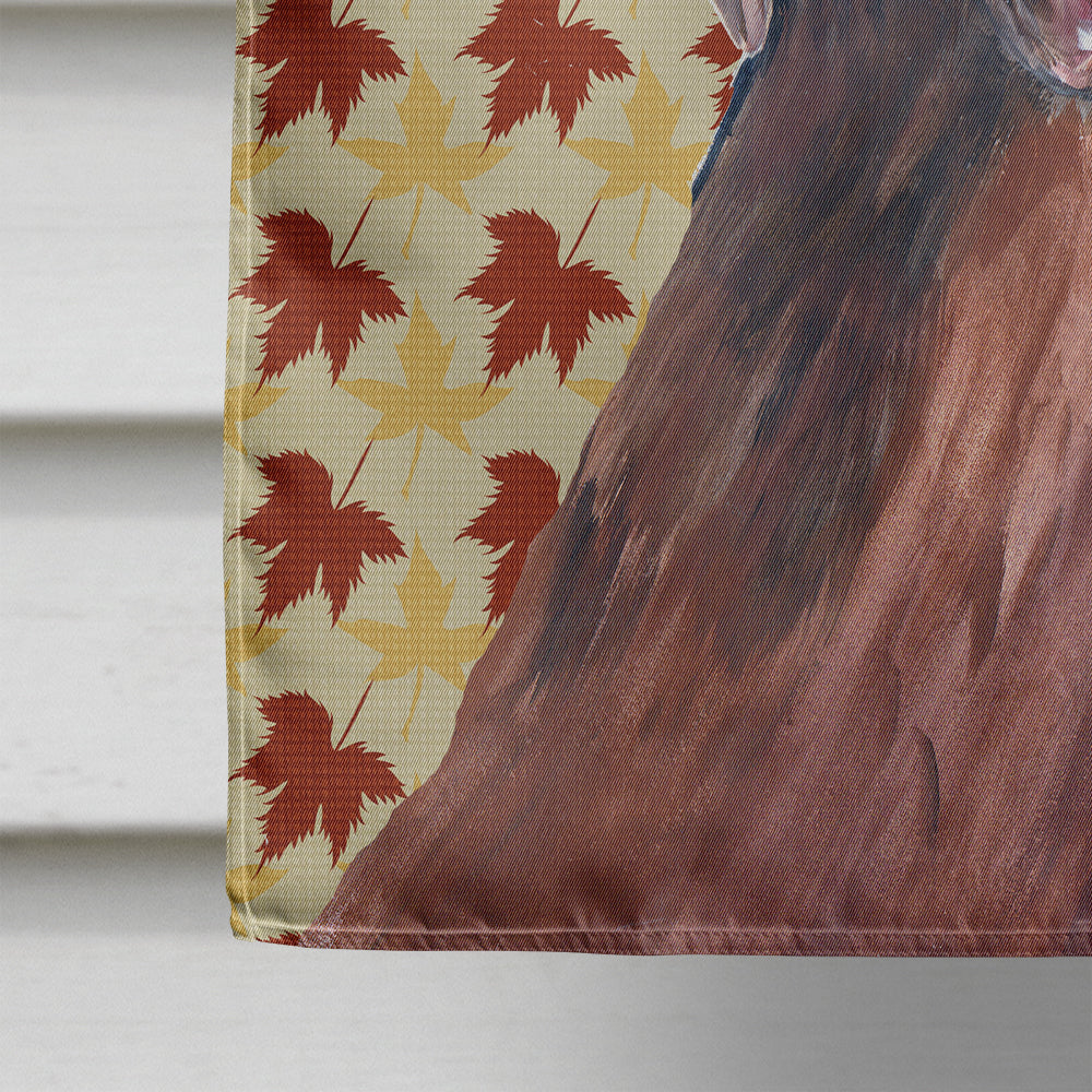 Labrador Chocolate Fall Leaves Portrait House Flag 28x40 Porch Sleeve Pole Decorative Outside Yard Banner Artwork Wall Hanging, Polyester