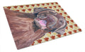 Labrador Chocolate Fall Leaves Portrait Cutting Board Tempered Glass Kitchen Cutting Surface, Heat Resistant Chopping, Non-Slip Feet, Food Prep & Serving