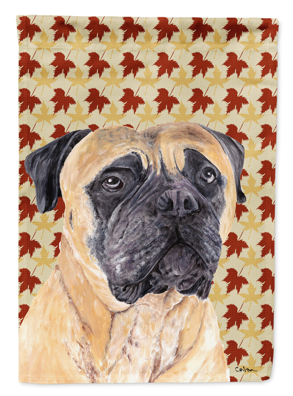 Mastiff Fall Leaves Portrait House Flag 28x40 Porch Sleeve Pole Decorative Outside Yard Banner Artwork Wall Hanging, Polyester