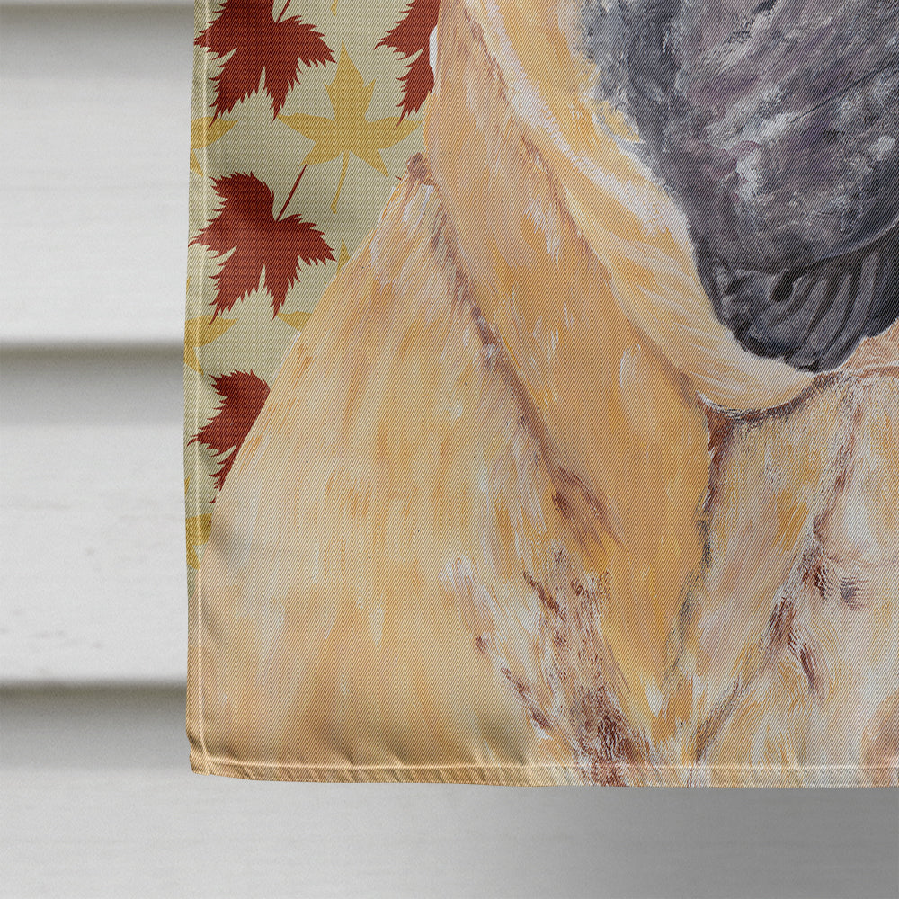 Mastiff Fall Leaves Portrait House Flag 28x40 Porch Sleeve Pole Decorative Outside Yard Banner Artwork Wall Hanging, Polyester