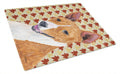 Basenji Fall Leaves Portrait Cutting Board Tempered Glass Kitchen Cutting Surface, Heat Resistant Chopping, Non-Slip Feet, Food Prep & Serving