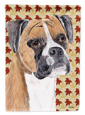 Boxer Fall Leaves Portrait House Flag 28x40 Porch Sleeve Pole Decorative Outside Yard Banner Artwork Wall Hanging, Polyester