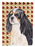 Cavalier Spaniel Fall Leaves Portrait House Flag 28x40 Porch Sleeve Pole Decorative Outside Yard Banner Artwork Wall Hanging, Polyester