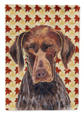 German Shorthaired Pointer Fall Leaves Portrait House Flag 28x40 Porch Sleeve Pole Decorative Outside Yard Banner Artwork Wall Hanging, Polyester