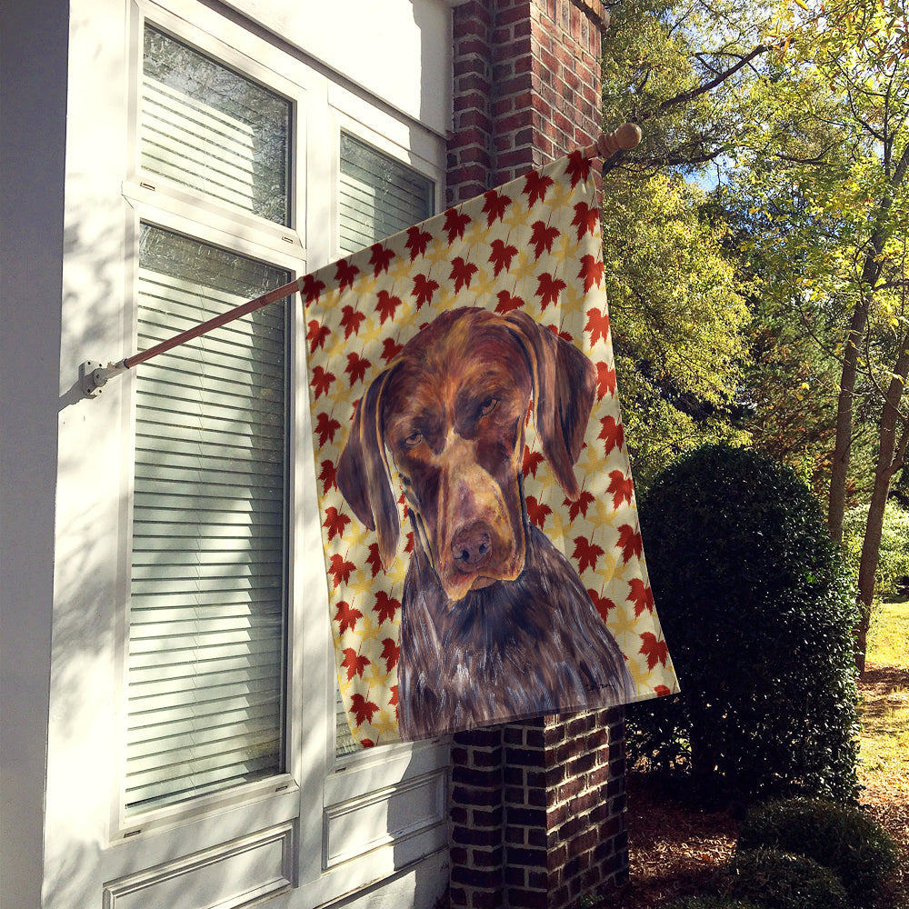 German Shorthaired Pointer Fall Leaves Portrait House Flag 28x40 Porch Sleeve Pole Decorative Outside Yard Banner Artwork Wall Hanging, Polyester