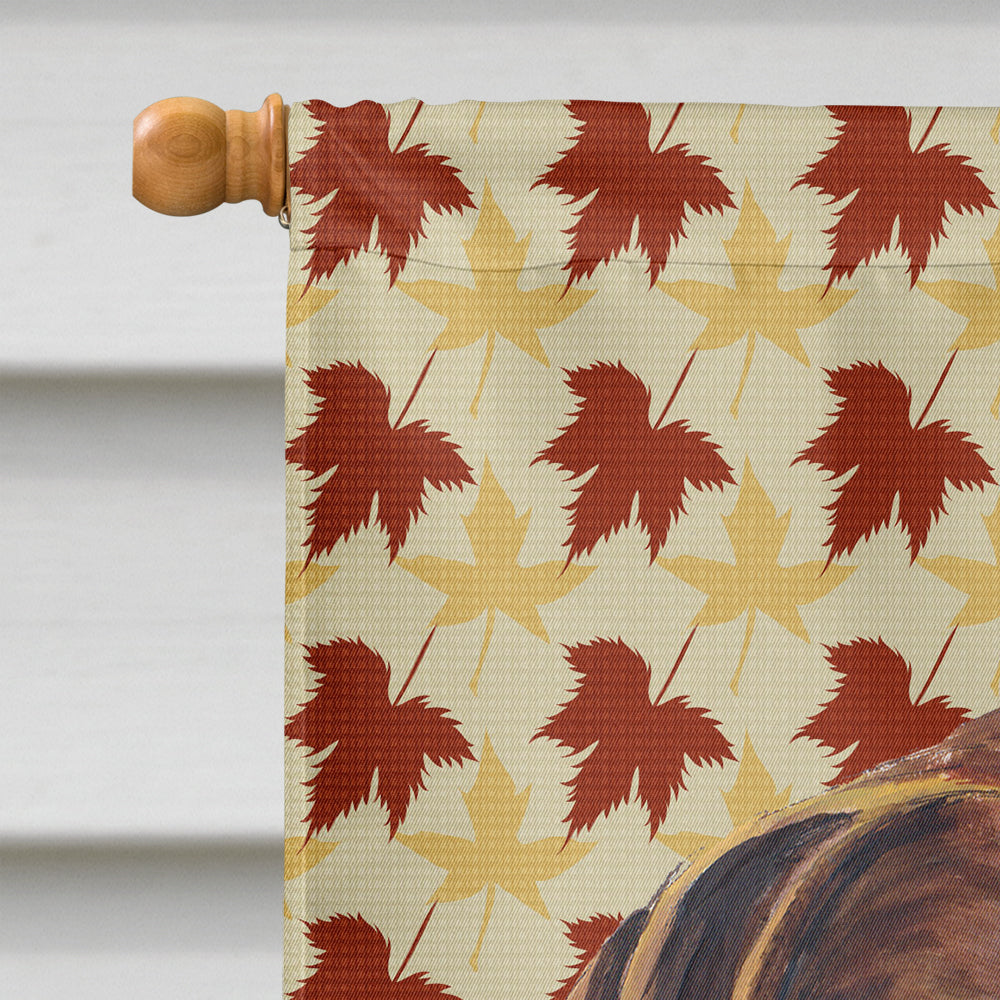 German Shorthaired Pointer Fall Leaves Portrait House Flag 28x40 Porch Sleeve Pole Decorative Outside Yard Banner Artwork Wall Hanging, Polyester