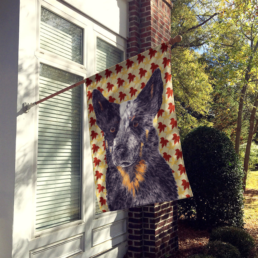 Australian Cattle Dog Fall Leaves Portrait House Flag 28x40 Porch Sleeve Pole Decorative Outside Yard Banner Artwork Wall Hanging, Polyester