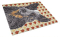 Australian Cattle Dog Fall Leaves Portrait Cutting Board Tempered Glass Kitchen Cutting Surface, Heat Resistant Chopping, Non-Slip Feet, Food Prep & Serving