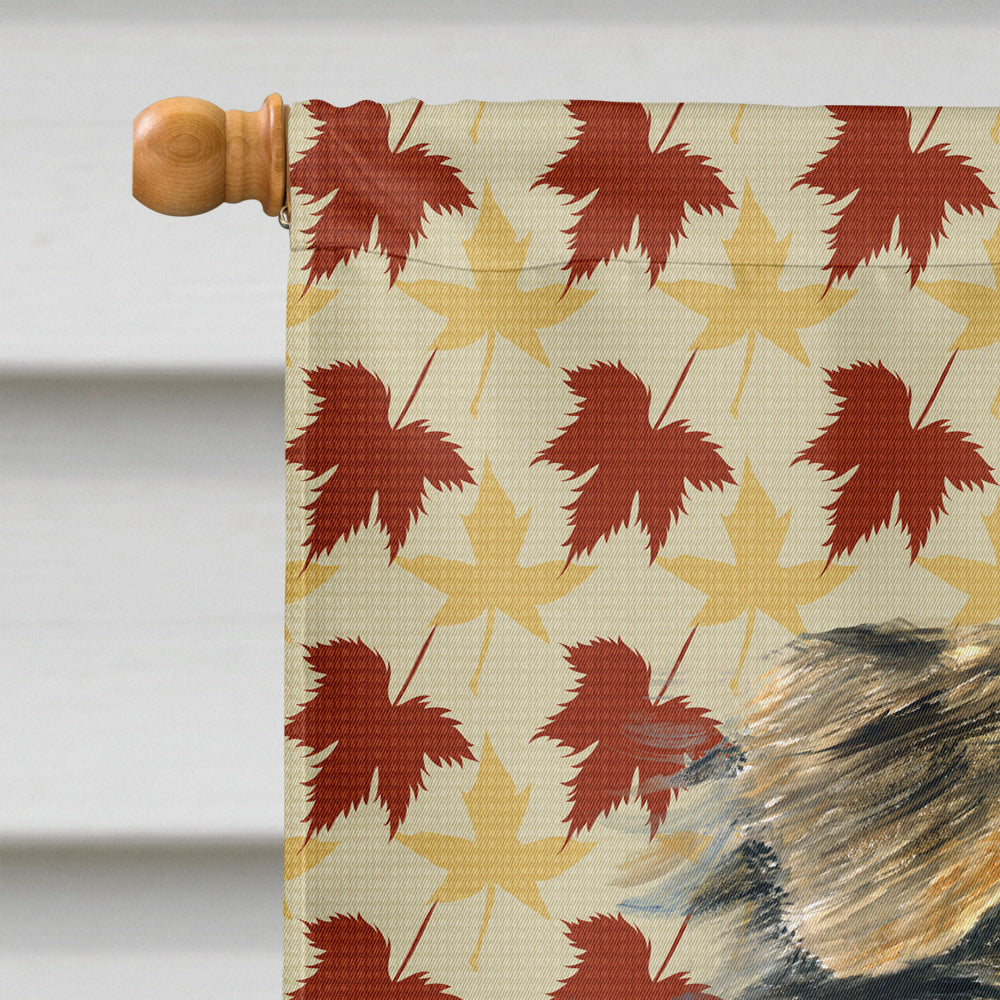 Australian Shepherd Fall Leaves Portrait House Flag 28x40 Porch Sleeve Pole Decorative Outside Yard Banner Artwork Wall Hanging, Polyester