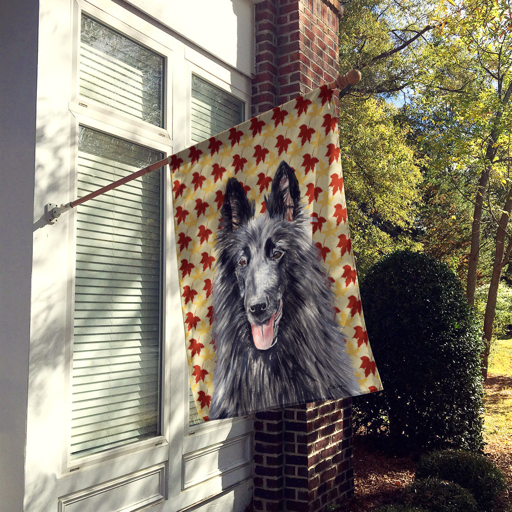 Belgian Sheepdog Fall Leaves Portrait House Flag 28x40 Porch Sleeve Pole Decorative Outside Yard Banner Artwork Wall Hanging, Polyester