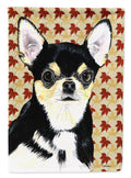Chihuahua Fall Leaves Portrait House Flag 28x40 Porch Sleeve Pole Decorative Outside Yard Banner Artwork Wall Hanging, Polyester