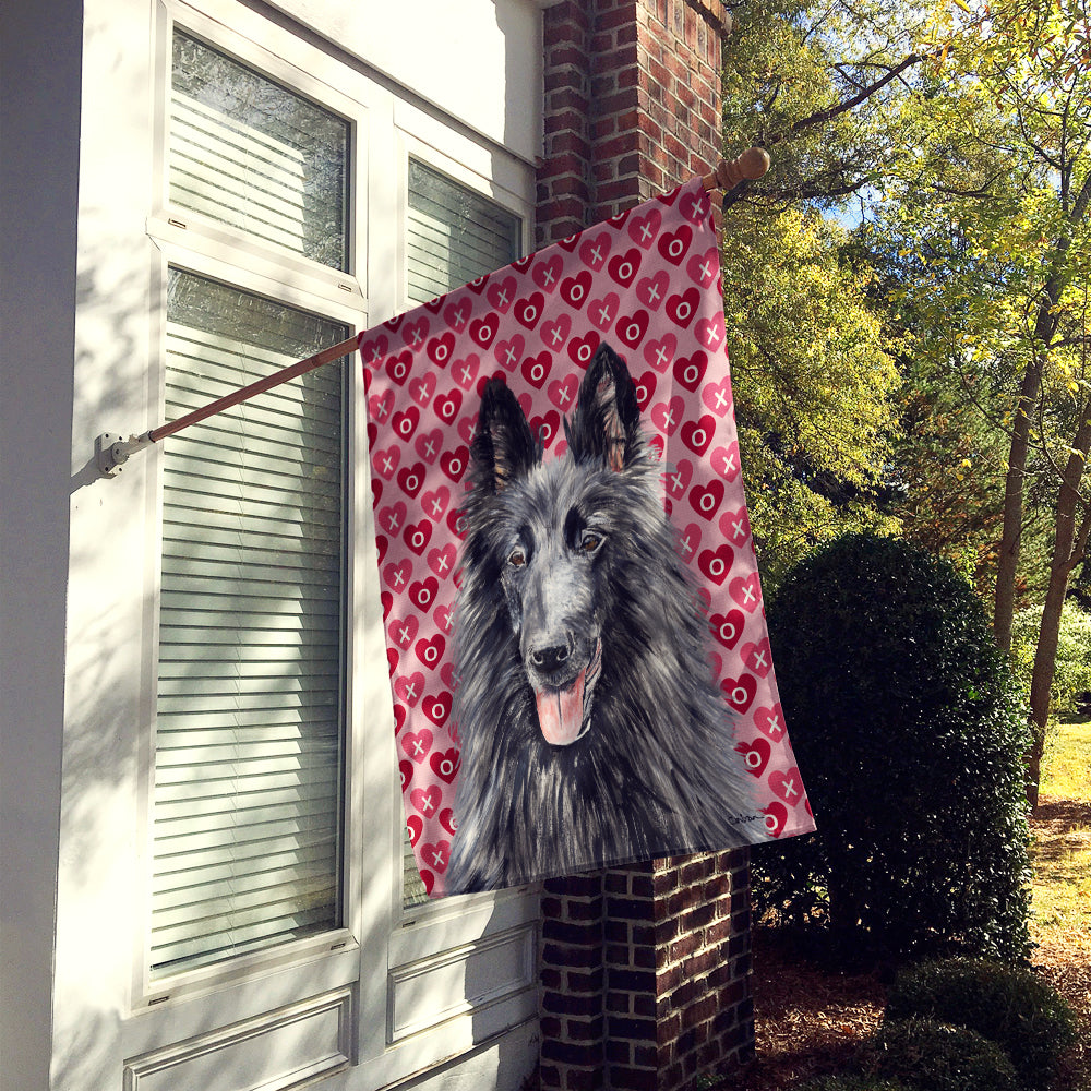 Belgian Sheepdog Hearts Love and Valentine's Day Portrait House Flag 28x40 Porch Sleeve Pole Decorative Outside Yard Banner Artwork Wall Hanging, Polyester
