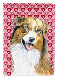 Australian Shepherd Hearts Love Valentine's Day House Flag 28x40 Porch Sleeve Pole Decorative Outside Yard Banner Artwork Wall Hanging, Polyester