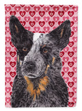 Australian Cattle Dog Hearts Love Valentine's Day House Flag 28x40 Porch Sleeve Pole Decorative Outside Yard Banner Artwork Wall Hanging, Polyester