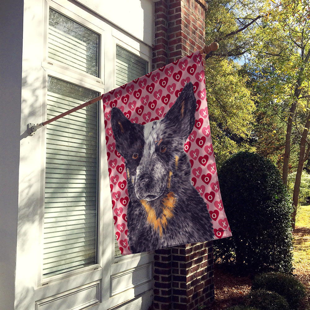 Australian Cattle Dog Hearts Love Valentine's Day House Flag 28x40 Porch Sleeve Pole Decorative Outside Yard Banner Artwork Wall Hanging, Polyester