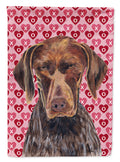 German Shorthaired Pointer Hearts Love and Valentine's Day House Flag 28x40 Porch Sleeve Pole Decorative Outside Yard Banner Artwork Wall Hanging, Polyester