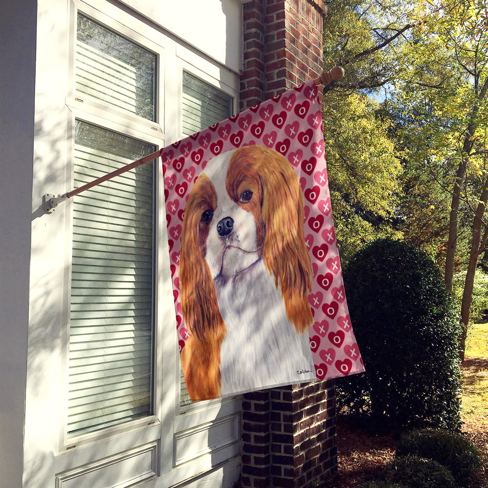 Cavalier Spaniel Hearts Love and Valentine's Day Portrait House Flag 28x40 Porch Sleeve Pole Decorative Outside Yard Banner Artwork Wall Hanging, Polyester