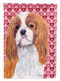 Cavalier Spaniel Hearts Love and Valentine's Day Portrait House Flag 28x40 Porch Sleeve Pole Decorative Outside Yard Banner Artwork Wall Hanging, Polyester