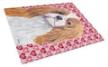 Cavalier Spaniel Hearts Love and Valentine's Day Portrait Cutting Board Tempered Glass Kitchen Cutting Surface, Heat Resistant Chopping, Non-Slip Feet, Food Prep & Serving
