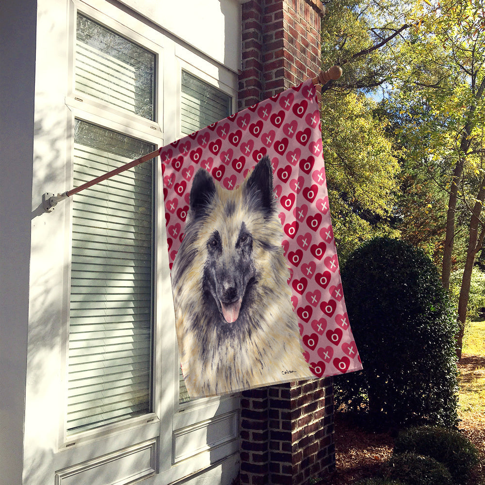 Belgian Tervuren Hearts Love and Valentine's Day Portrait House Flag 28x40 Porch Sleeve Pole Decorative Outside Yard Banner Artwork Wall Hanging, Polyester