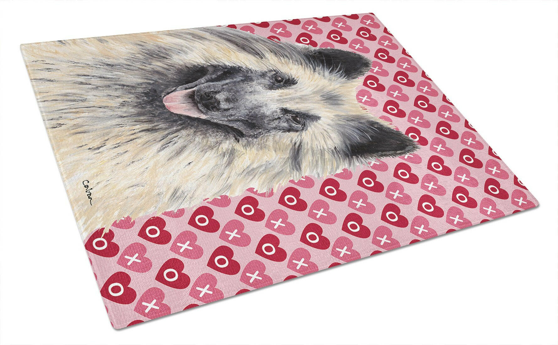Belgian Tervuren Hearts Love and Valentine's Day Portrait Cutting Board Tempered Glass Kitchen Cutting Surface, Heat Resistant Chopping, Non-Slip Feet, Food Prep & Serving